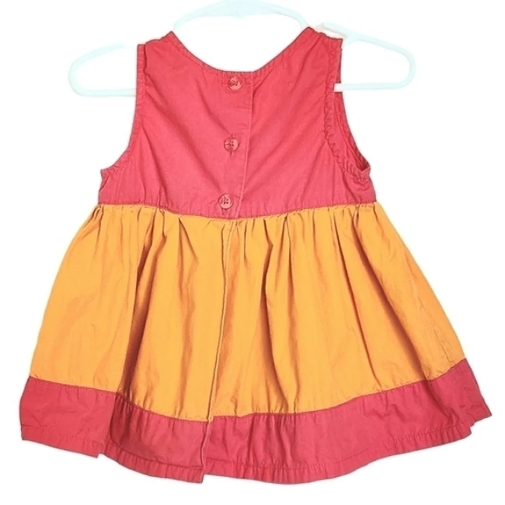 K1003 * Baby Gap Girls Dress Pink Orange Size 3-6M Vintage 90s Y2K